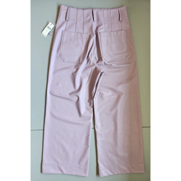 NWT Maeve The Colette Cropped Faux-Leather Wide-Leg Pants Sz 29 Lilac #7B501 - Picture 9 of 12